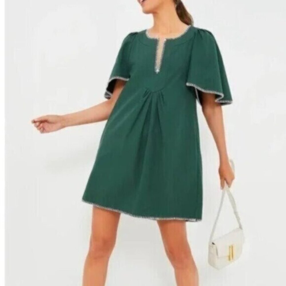 Pomander Place | NEW Green Stitch Finley Flutter Sleeve Mini Dress Size XS - Picture 1 of 12